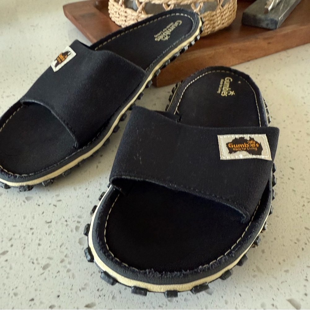 Gumbies STRIDER Men's Slides Summer Beach Sandals Flip Flops Surfing Black 7/8